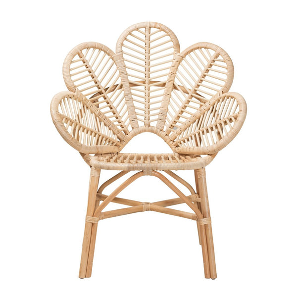 Baxton Studio bali Bali Bianca Modern Bohemian Rattan Flower Chair - Handcrafted Tropical Accent for Any Room Bianca-Rattan-AC