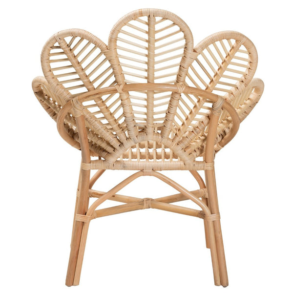 Baxton Studio bali Bali Bianca Modern Bohemian Rattan Flower Chair - Handcrafted Tropical Accent for Any Room Bianca-Rattan-AC