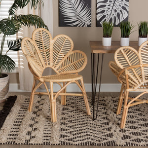 Baxton Studio bali Bali Bianca Modern Bohemian Rattan Flower Chair - Handcrafted Tropical Accent for Any Room Bianca-Rattan-AC