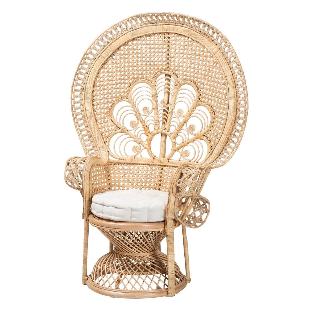 Baxton Studio bali Ediva Modern Bohemian Rattan Peacock Accent Chair - Handcrafted Comfort for Your Living Space Peacock-001-Rattan-AC
