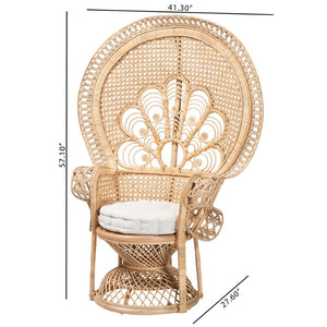Baxton Studio bali Ediva Modern Bohemian Rattan Peacock Accent Chair - Handcrafted Comfort for Your Living Space Peacock-001-Rattan-AC