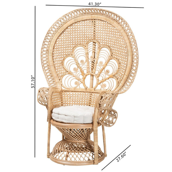 Baxton Studio bali Ediva Modern Bohemian Rattan Peacock Accent Chair - Handcrafted Comfort for Your Living Space Peacock-001-Rattan-AC