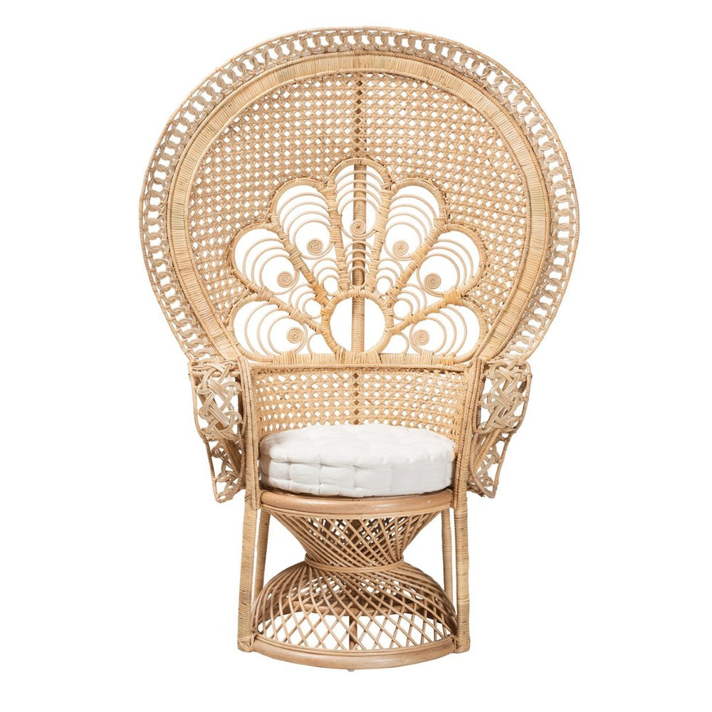 Baxton Studio bali Ediva Modern Bohemian Rattan Peacock Accent Chair - Handcrafted Comfort for Your Living Space Peacock-001-Rattan-AC