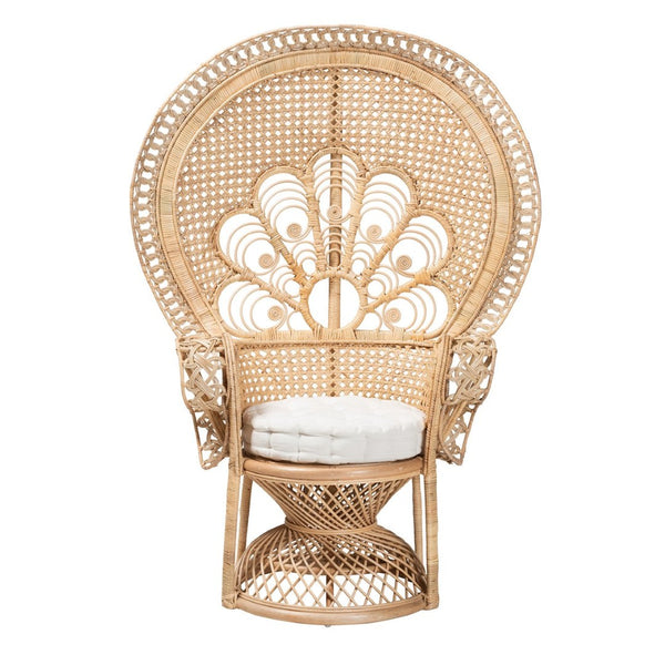 Baxton Studio bali Ediva Modern Bohemian Rattan Peacock Accent Chair - Handcrafted Comfort for Your Living Space Peacock-001-Rattan-AC