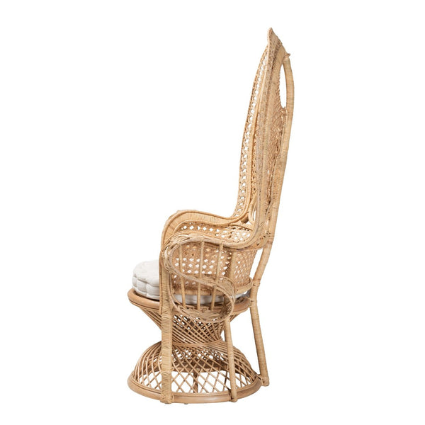 Baxton Studio bali Ediva Modern Bohemian Rattan Peacock Accent Chair - Handcrafted Comfort for Your Living Space Peacock-001-Rattan-AC