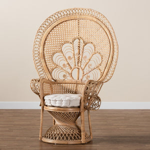 Baxton Studio bali Ediva Modern Bohemian Rattan Peacock Accent Chair - Handcrafted Comfort for Your Living Space Peacock-001-Rattan-AC