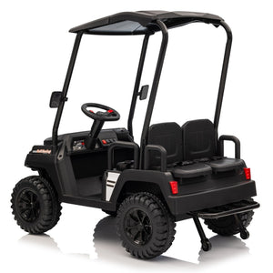 English Elm 24v Kids Electric Ride on Truck Four Seat All Wheel Drive Spring Suspension Sunshade Black W1578P381262