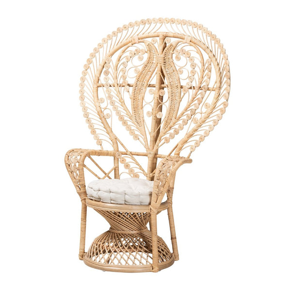 Baxton Studio bali Fedra Peacock Accent Chair - Handcrafted Rattan in Natural Brown, Bohemian Style Comfort & Elegance Peacock-006-Rattan-AC