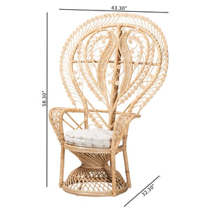 Baxton Studio bali Fedra Peacock Accent Chair - Handcrafted Rattan in Natural Brown, Bohemian Style Comfort & Elegance Peacock-006-Rattan-AC
