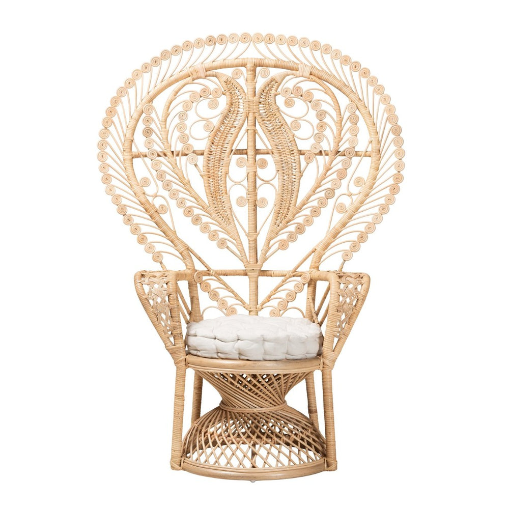 Baxton Studio bali Fedra Peacock Accent Chair - Handcrafted Rattan in Natural Brown, Bohemian Style Comfort & Elegance Peacock-006-Rattan-AC
