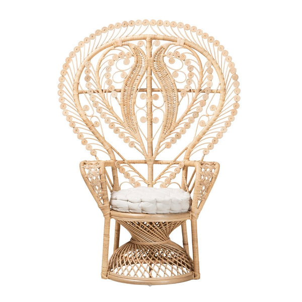 Baxton Studio bali Fedra Peacock Accent Chair - Handcrafted Rattan in Natural Brown, Bohemian Style Comfort & Elegance Peacock-006-Rattan-AC