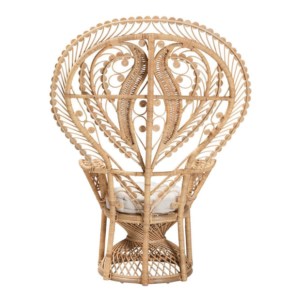 Baxton Studio bali Fedra Peacock Accent Chair - Handcrafted Rattan in Natural Brown, Bohemian Style Comfort & Elegance Peacock-006-Rattan-AC