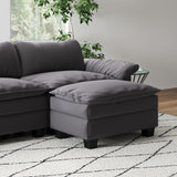 English Elm Living Room Furniture Luxury Sectional Sofa Couch With Ottoman Soft Velvet Upholstered Sofa Grey