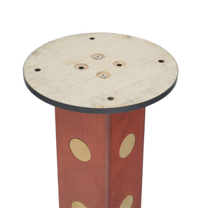 English Elm Modern Square Dining Table - 33.5" Sintered Stone Top With Wooden Legs & Gold Base For 2 People W1535S00583