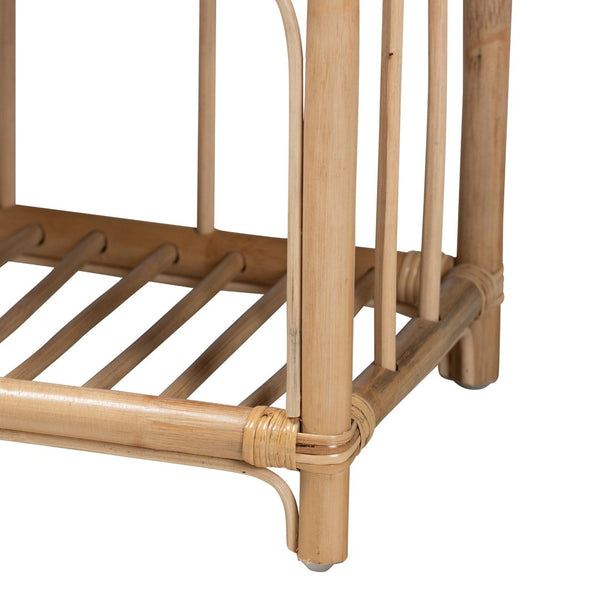 Baxton Studio bali Bali Kobie Modern Bohemian Nightstand in Natural Brown Rattan with Drawer & Open Shelves, Assembled Kobie-Rattan-NS