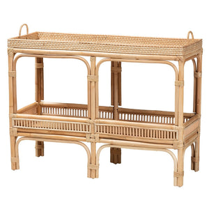 Baxton Studio bali Lombok Modern Bohemian Rattan Console Table - Handcrafted Natural Storage with Woven Accents Lombok-Rattan-Console Table