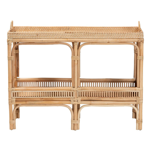 Baxton Studio bali Lombok Modern Bohemian Rattan Console Table - Handcrafted Natural Storage with Woven Accents Lombok-Rattan-Console Table