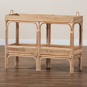 Baxton Studio bali Lombok Modern Bohemian Rattan Console Table - Handcrafted Natural Storage with Woven Accents Lombok-Rattan-Console Table