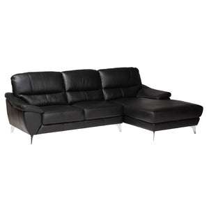 Baxton Studio Baxton Modern Full Leather Sectional Sofa with Right-Facing Chaise for Stylish Living Spaces Townsend Black LSG6001L-Sectional-Full Leather-Black-Dakota 06