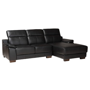 Baxton Studio Baxton Studio Modern Black Full Leather Sectional Sofa with Right Chaise & Adjustable Headrests LSG6002L-Sectional-Full Leather-Black-Dakota 06