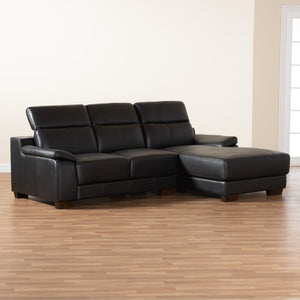Baxton Studio Baxton Studio Modern Black Full Leather Sectional Sofa with Right Chaise & Adjustable Headrests LSG6002L-Sectional-Full Leather-Black-Dakota 06