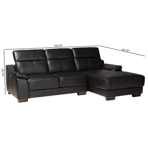 Baxton Studio Baxton Studio Modern Black Full Leather Sectional Sofa with Right Chaise & Adjustable Headrests LSG6002L-Sectional-Full Leather-Black-Dakota 06