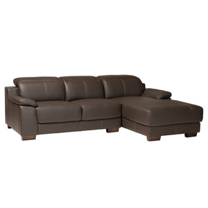 Baxton Studio Baxton Studio Reverie Modern Full Leather Sectional Sofa with Right-Facing Chaise for Cozy Living LSG6002L-Sectional-Full Leather-Brown-Dakota 05