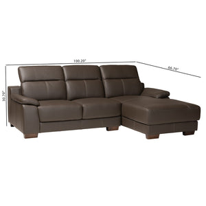 Baxton Studio Baxton Studio Reverie Modern Full Leather Sectional Sofa with Right-Facing Chaise for Cozy Living LSG6002L-Sectional-Full Leather-Brown-Dakota 05