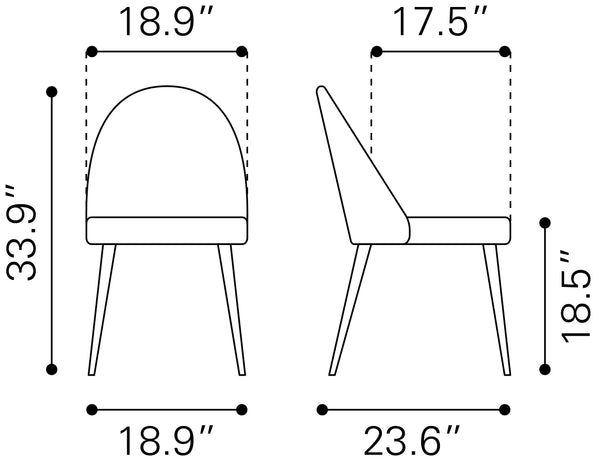Silloth Armless Dining Chair - Set of 2 Brown 110119 Zuo Modern