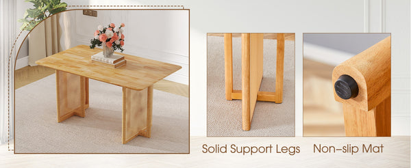 English Elm Table and Chair Set Rubberwood Dining with Rattan Legs Six Cushioned Fabric Seats W1151S03054