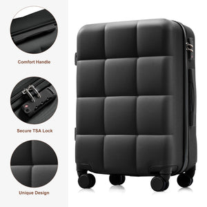English Elm Luggage 4 Piece Abs Hard Shell Set with Spinner Wheels Cup Holder Travel Bag Black N726P296017A