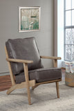 IDEAZ 1312APA Grey Lounge Chair with Natural Frame Grey with Natural Frame 1312APA