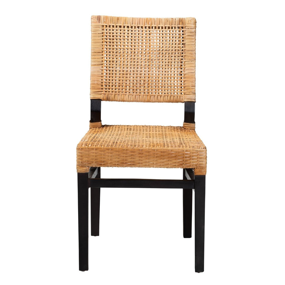 Baxton Studio bali Lesia Modern Bohemian Rattan and Mahogany Dining Chair for Stylish Comfort and Durability Espresso Lesia-Dark Brown-DC