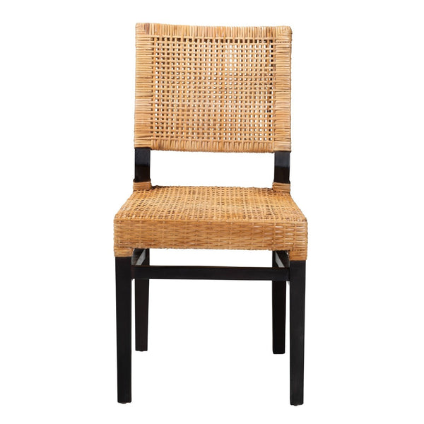 Baxton Studio bali Lesia Modern Bohemian Rattan and Mahogany Dining Chair for Stylish Comfort and Durability Espresso Lesia-Dark Brown-DC