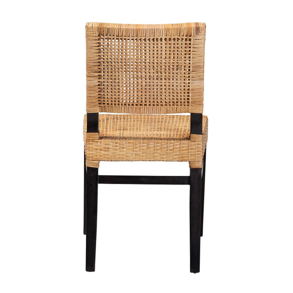 Baxton Studio bali Lesia Modern Bohemian Rattan and Mahogany Dining Chair for Stylish Comfort and Durability Espresso Lesia-Dark Brown-DC