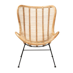Baxton Studio bali Colorado Modern Bohemian Rattan Accent Chair with Black Metal Base for Stylish Comfort Colorado-Natural/Rattan-CC