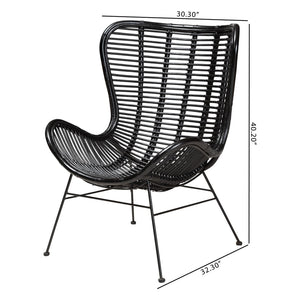 Baxton Studio bali Colorado Modern Bohemian Accent Chair - Handcrafted Black Rattan & Metal for Stylish Comfort Colorado-Black/Rattan-CC