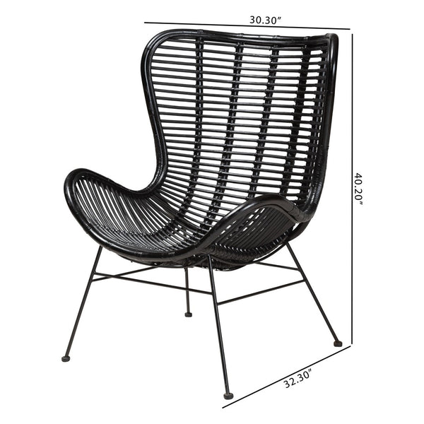 Baxton Studio bali Colorado Modern Bohemian Accent Chair - Handcrafted Black Rattan & Metal for Stylish Comfort Colorado-Black/Rattan-CC