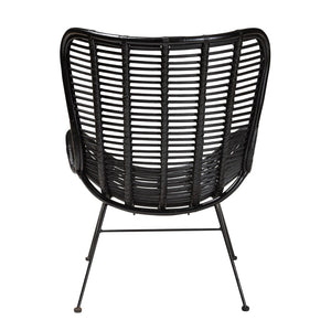 Baxton Studio bali Colorado Modern Bohemian Accent Chair - Handcrafted Black Rattan & Metal for Stylish Comfort Colorado-Black/Rattan-CC