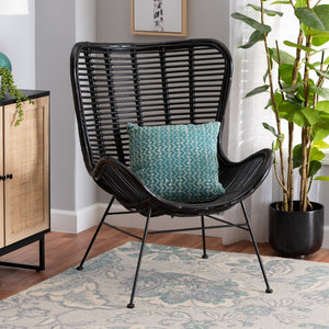 Baxton Studio bali Colorado Modern Bohemian Accent Chair - Handcrafted Black Rattan & Metal for Stylish Comfort Colorado-Black/Rattan-CC