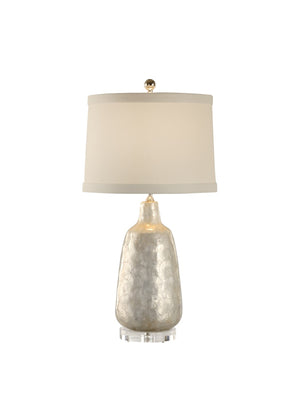 Wildwood Shell Capiz Urn Lamp With Translucent Pearl Shells On Acrylic Base, Off-White Shade, Coastal Glow 13132