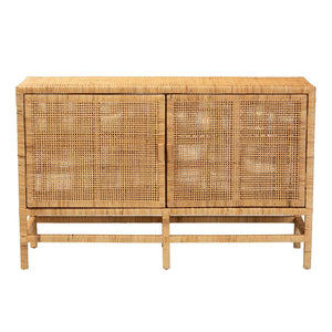 Baxton Studio bali Vivan Modern Bohemian Rattan & Mahogany Storage Cabinet - Stylish, Durable & Fully Assembled! Vivan-W137-Rattan-Cabinet