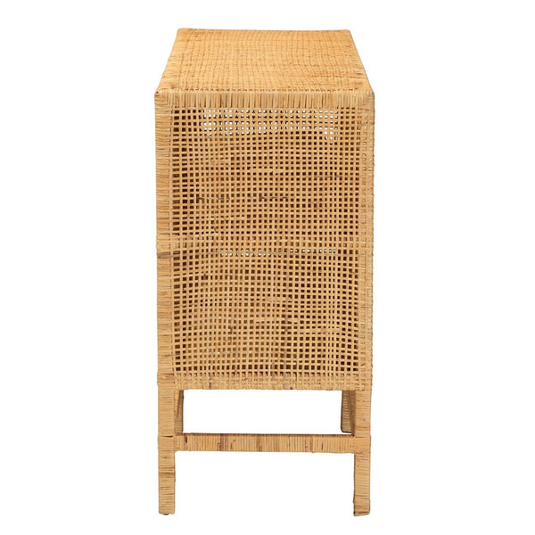 Baxton Studio bali Vivan Modern Bohemian Rattan & Mahogany Storage Cabinet - Stylish, Durable & Fully Assembled! Vivan-W137-Rattan-Cabinet