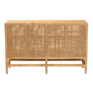 Baxton Studio bali Vivan Modern Bohemian Rattan & Mahogany Storage Cabinet - Stylish, Durable & Fully Assembled! Vivan-W137-Rattan-Cabinet