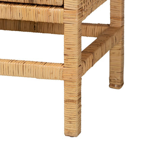 Baxton Studio bali Vivan Modern Bohemian Rattan & Mahogany Storage Cabinet - Stylish, Durable & Fully Assembled! Vivan-W137-Rattan-Cabinet