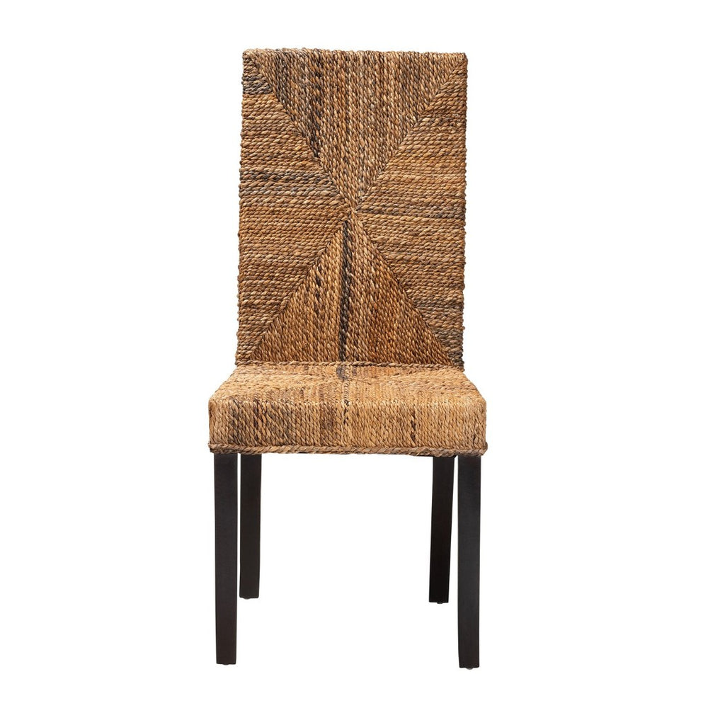 Baxton Studio bali Bali Laymi Modern Bohemian Dining Chair in Dark Brown Mahogany with Hand-Woven Seagrass Comfort Laymi-Mahogany-DC