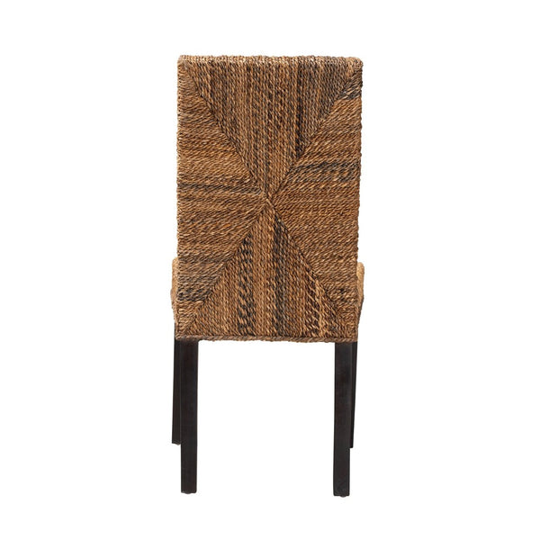 Baxton Studio bali Bali Laymi Modern Bohemian Dining Chair in Dark Brown Mahogany with Hand-Woven Seagrass Comfort Laymi-Mahogany-DC