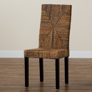 Baxton Studio bali Bali Laymi Modern Bohemian Dining Chair in Dark Brown Mahogany with Hand-Woven Seagrass Comfort Laymi-Mahogany-DC