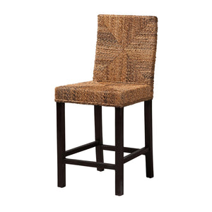 Baxton Studio bali Laymi Modern Bohemian Counter Stool - Handcrafted Dark Mahogany & Seagrass for Comfort & Style Laymi-Mahogany-CS
