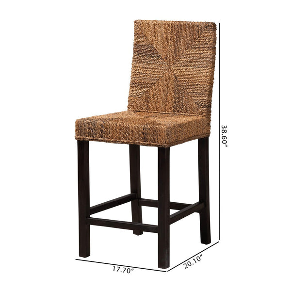 Baxton Studio bali Laymi Modern Bohemian Counter Stool - Handcrafted Dark Mahogany & Seagrass for Comfort & Style Laymi-Mahogany-CS
